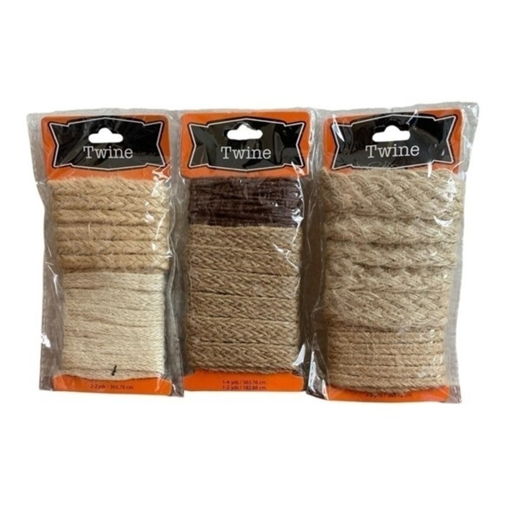 TWINE Natural Jute Ribbon Set 3 Pack Tan Craft Decorative Burlap Twine New
